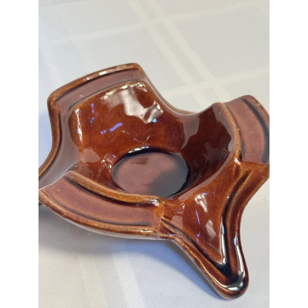 Vintage Kathy Kale USA Brown Glaze Pottery‎ Candle Warner/ Tea Light 1960's